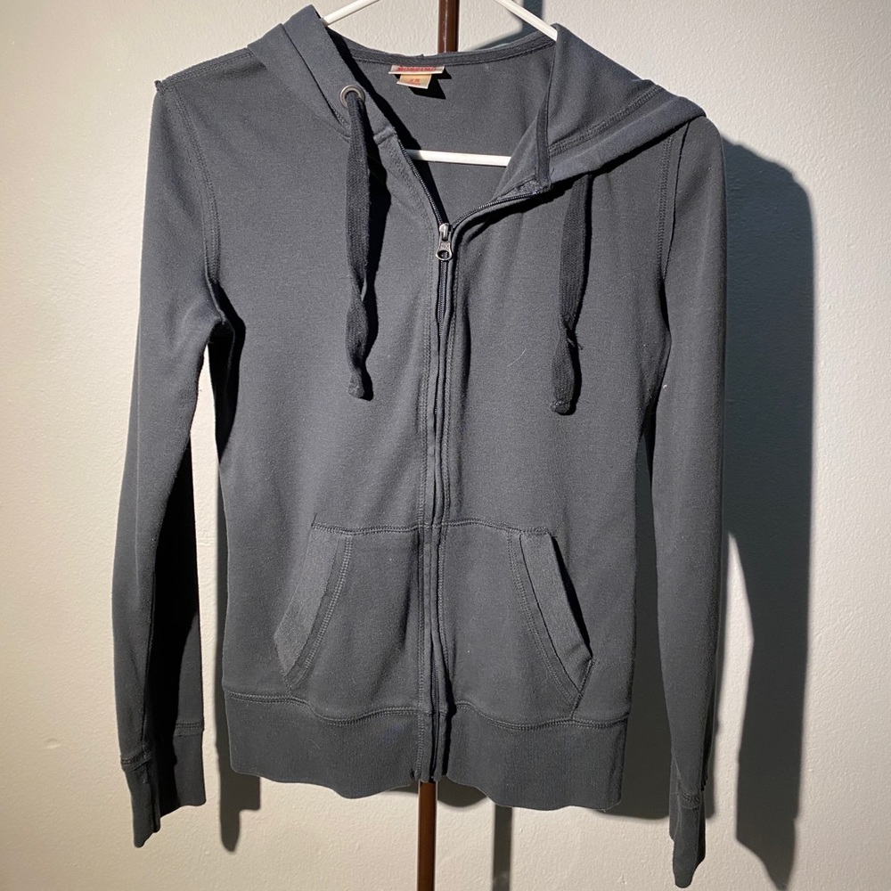 Cute little gray zip up jacket with hood